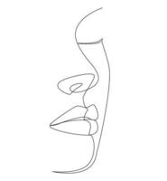 Calm woman face continuous line drawing. Abstract minimalism woman in portraits. Logo, icon, label. vector