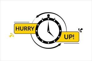 Hurry Up vector design with clock.