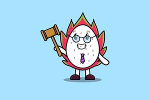 personaje de mascota de dibujos animados juez sabio fruta del dragón vector