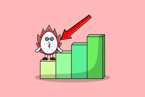 Dragon fruit cute businessman with inflation chart vector
