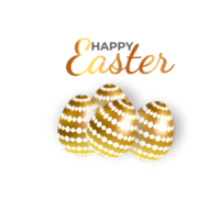 happy easter element for design.eggs in green grass with white flowers isolated png