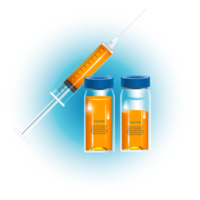 Vaccine by virus. vaccines bottle isolated. set realistic 3d glass ampoules png