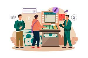 Consultant near Automated Teller Machine for Customers vector