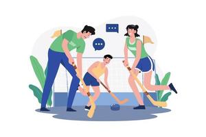 Family Playing Hockey Illustration concept on white background vector