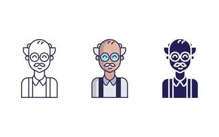 abuelo, viejo icono de avatar vector