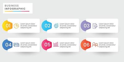 Six steps modern infographic template vector