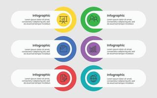 Six steps modern infographic template vector