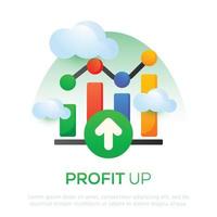 Profit up illustration design for mobile or website design. Business profit illustration vector