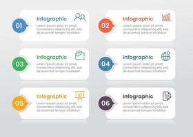 Six steps modern infographic template vector