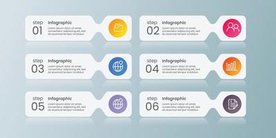 Six steps modern infographic template vector