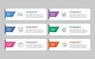 Six steps modern infographic template vector