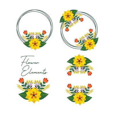 Spring frame flower. Set of frame circle flower. Wedding or invitation flower concept