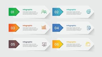 Six steps modern infographic template vector