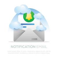 diseño de ilustración de correo electrónico de notificación para diseño de sitio web o móvil vector