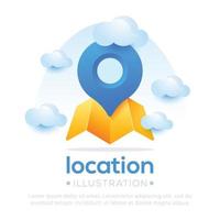 Illustration of location design. Map with pin location design vector