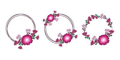 Spring frame flower. Set of frame circle flower. Wedding or invitation flower concept vector