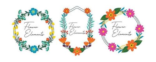 Spring frame flower. Set of frame circle flower. Wedding or invitation flower concept vector