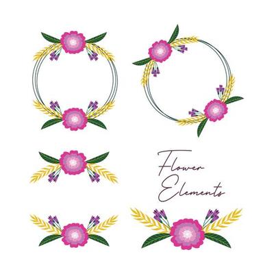 Spring frame flower. Set of frame circle flower. Wedding or invitation flower concept