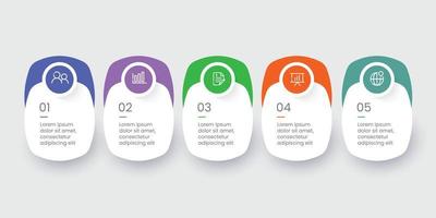 Five steps modern infographic template vector