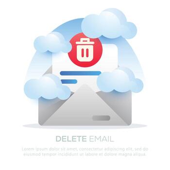 Delete email illustration design for mobile app or website design vector