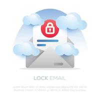 Lock email illustration design for mobile or website design vector