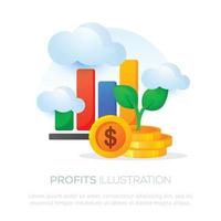 Profit up illustration design for mobile or website design. Business profit illustration vector