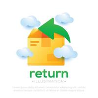 Illustration of returned order. Return package design vector
