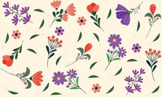 Hand drawn floral pattern. Flower background design vector