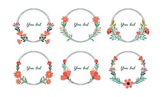 Spring frame fresh flower. Set of frame circle flower. Wedding or invitation flower concept vector