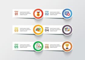 Six steps modern infographic template vector