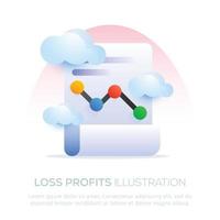 Loss profits illustration for finance business vector