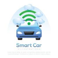 ilustración de coche inteligente. concepto de diseño de conexión inteligente de coche vector
