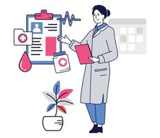 Illustration of a doctor explaining data. Doctor illustration vector