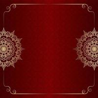 Red background with golden mandala ornament vector