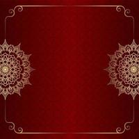 Red background with golden mandala ornament vector