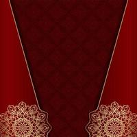 Red background with golden mandala ornament vector