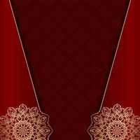 Red background with golden mandala ornament vector