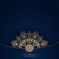 Blue background with golden mandala ornament vector