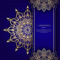 Blue background with golden mandala ornament vector