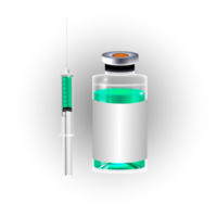 vaccino di virus. vaccini bottiglia isolato. impostato realistico 3d bicchiere fiale png