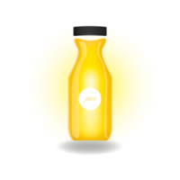 botella de vidrio de jugo de fruta natural realista