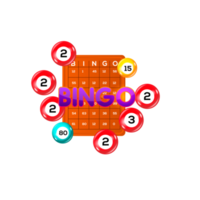 Bingo-Lotto-Spielbälle und Lotteriekarten mit Glückszahlen png