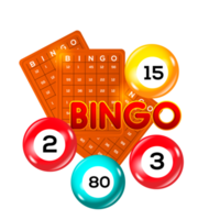 Bingo lotto game balls and lottery cards with lucky numbers png