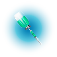 vacuna por virus. botella de vacunas aislada. establecer ampollas de vidrio 3d realistas