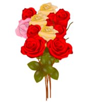 red  rose flowers realistic set with different colors and shapes isolated png