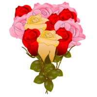 ensemble réaliste de fleurs roses rouges avec différentes couleurs et formes isolées png