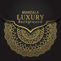 luxury mandala golden with a black background elegant design for anniversary invitation henna vector