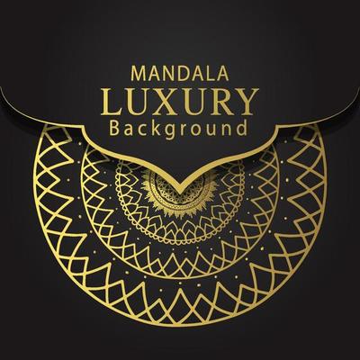 luxury mandala golden with a black background elegant design for anniversary invitation henna