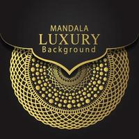 luxury mandala golden with a black background elegant design for anniversary invitation henna vector