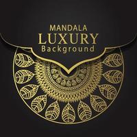 luxury mandala golden with a black background elegant design for anniversary invitation henna vector